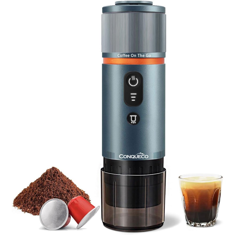 Cafetera portátil Conqueco espresso azul